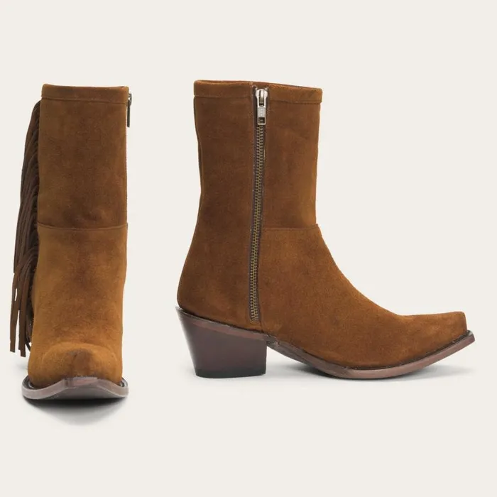 Halle Suede Fringe Side Zip Boot Brown Women Stetson Western