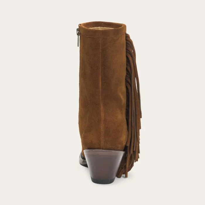 Halle Suede Fringe Side Zip Boot Brown Women Stetson Western