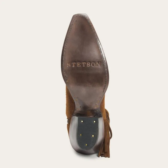 Halle Suede Fringe Side Zip Boot Brown Women Stetson Western
