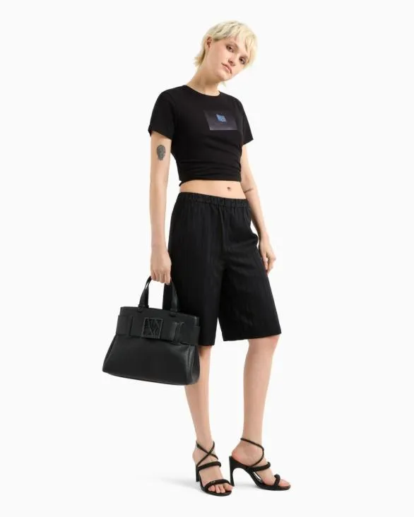 Handbag With ASV Logo Detail Black Women Armani Shoppers Handbag With ASV Logo Detail Black Women Armani Shoppers