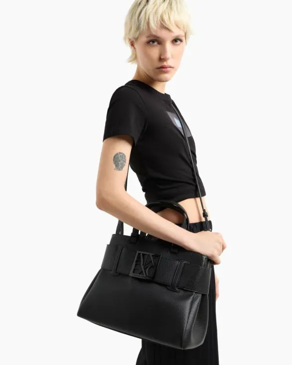 Handbag With ASV Logo Detail Black Women Armani Shoppers Handbag With ASV Logo Detail Black Women Armani Shoppers