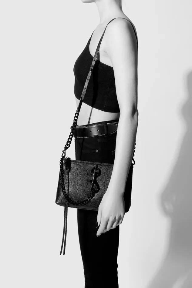 Handbags Crossbody Bags Rebecca Minkoff Megan Crossbody Goldblack Shellac