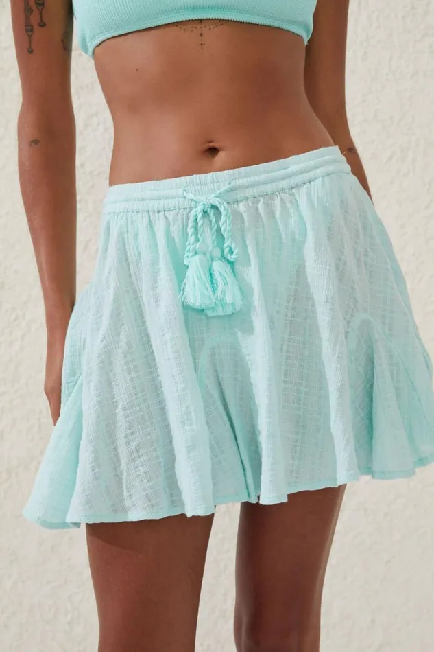 Hanky Hem Beach Mini Skirt Bleached Aqua Women Cotton On Skirts