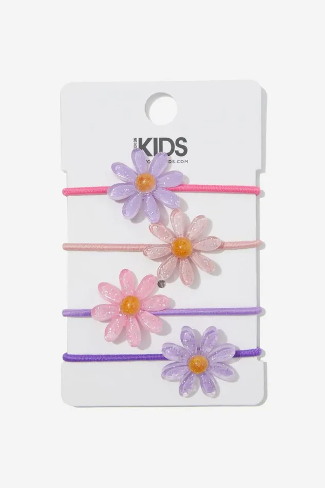 Hannah Hair Ties Pinkpurple Glitter Daisies Girls Cotton On Hair Accessories