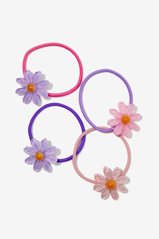 Hannah Hair Ties Pinkpurple Glitter Daisies Girls Cotton On Hair Accessories Hannah Hair Ties Pinkpurple Glitter Daisies Girls Cotton On Hair Accessories