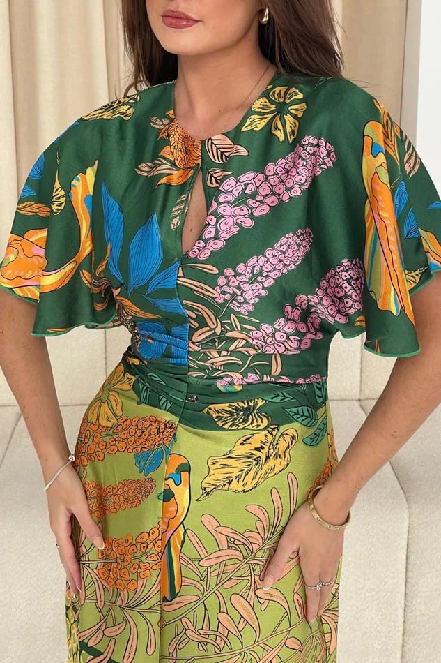 Havanaa Green Multi Midi Dress Women Girl In Mind Midi Dresses