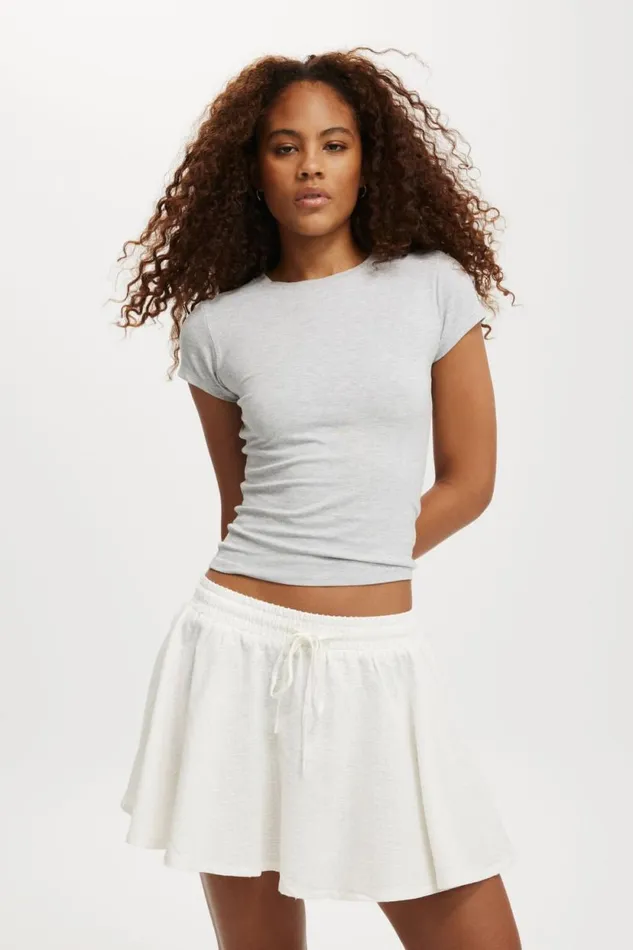 Haven Circle Mini Skirt White Texture Women Cotton On Skirts