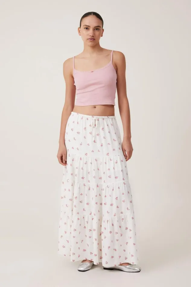 Haven Tiered Maxi Skirt Sully Ditsy Porcelain Women Cotton On Skirts