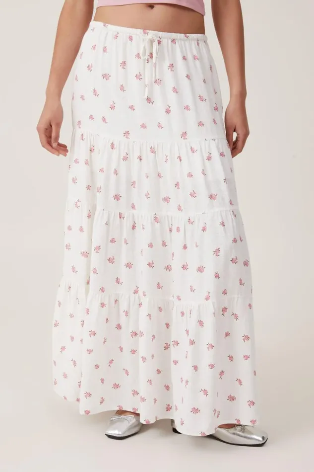 Haven Tiered Maxi Skirt Sully Ditsy Porcelain Women Cotton On Skirts