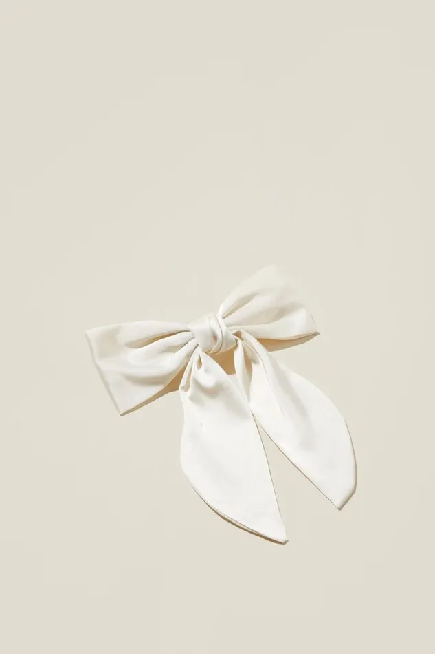 Heidi Hair Bow Ecru Satin Women Cotton On Hair Accessories