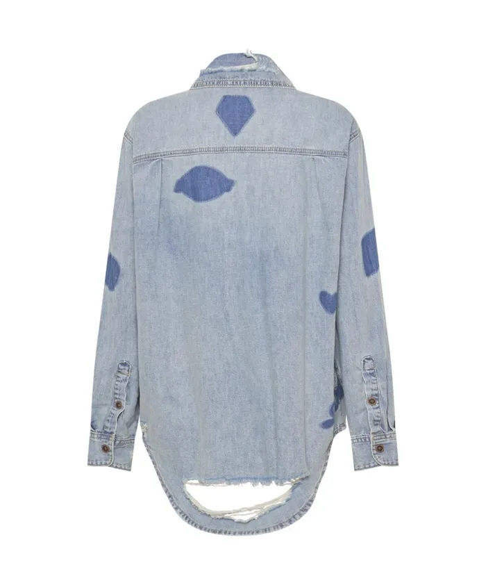 HENDRIXE PATCHED EVERYDAY DENIM SHIRT Women One Teaspoon Denim Shirts HENDRIXE PATCHED EVERYDAY DENIM SHIRT Women One Teaspoon Denim Shirts