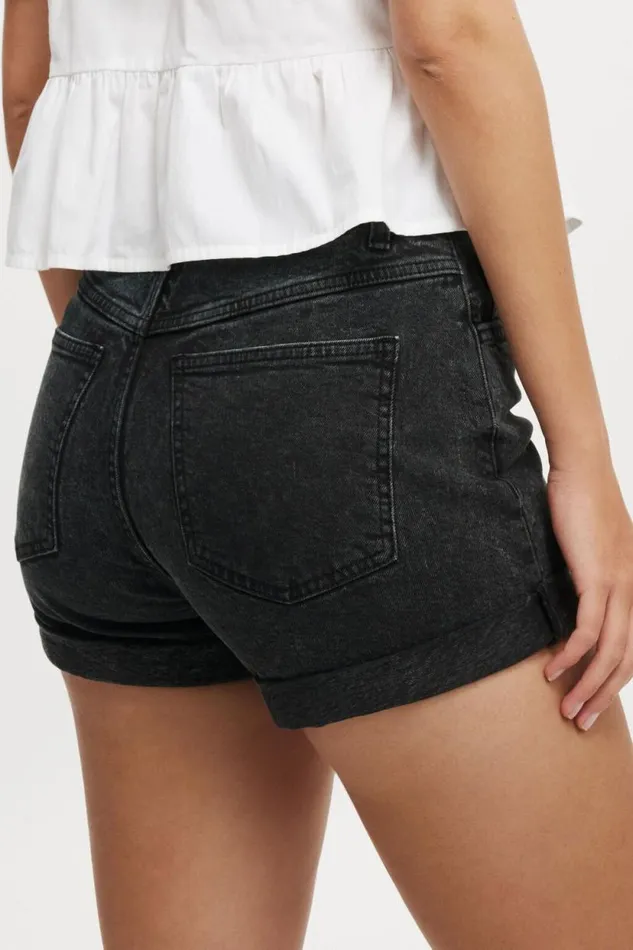 High Rise Classic Stretch Denim Short Graphite Black Women Cotton On Shorts High Rise Classic Stretch Denim Short Graphite Black Women Cotton On Shorts