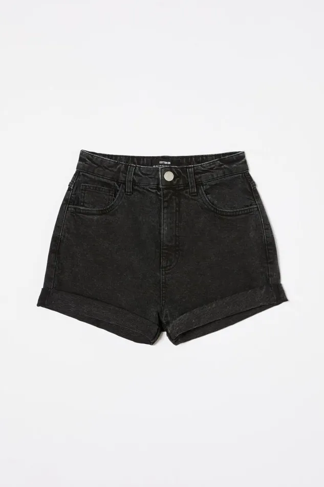 High Rise Classic Stretch Denim Short Graphite Black Women Cotton On Shorts High Rise Classic Stretch Denim Short Graphite Black Women Cotton On Shorts