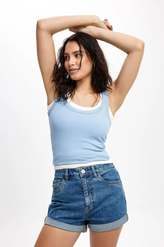 High Rise Classic Stretch Denim Short Sea Blue Women Cotton On Shorts