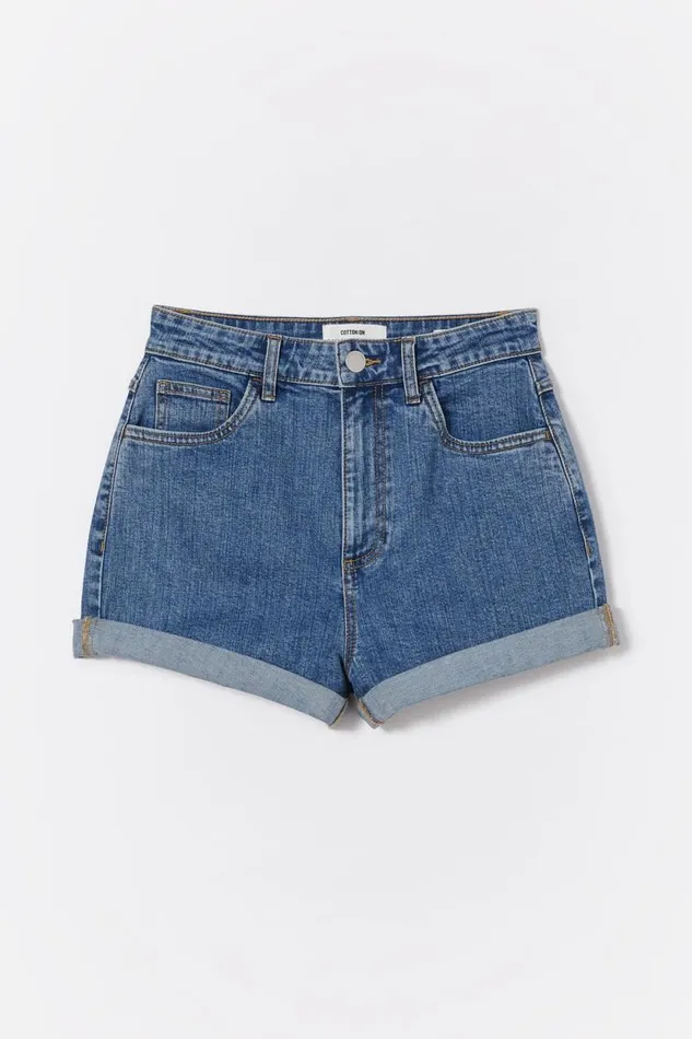 High Rise Classic Stretch Denim Short Sea Blue Women Cotton On Shorts High Rise Classic Stretch Denim Short Sea Blue Women Cotton On Shorts