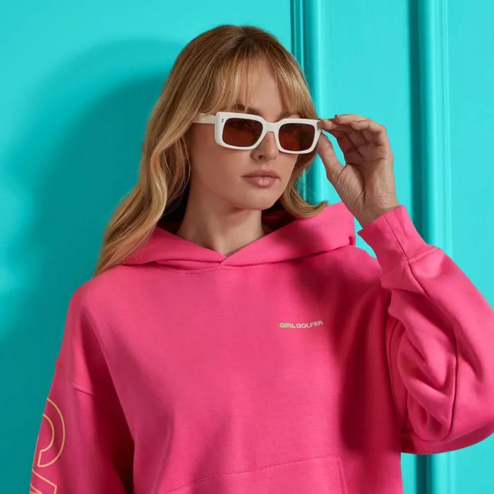 Hoodies and Tees Women GFORE GOLFER FRENCH TERRY OVERSIZED HOODIE Knockout Pink Hoodies and Tees Women GFORE GOLFER FRENCH TERRY OVERSIZED HOODIE Knockout Pink