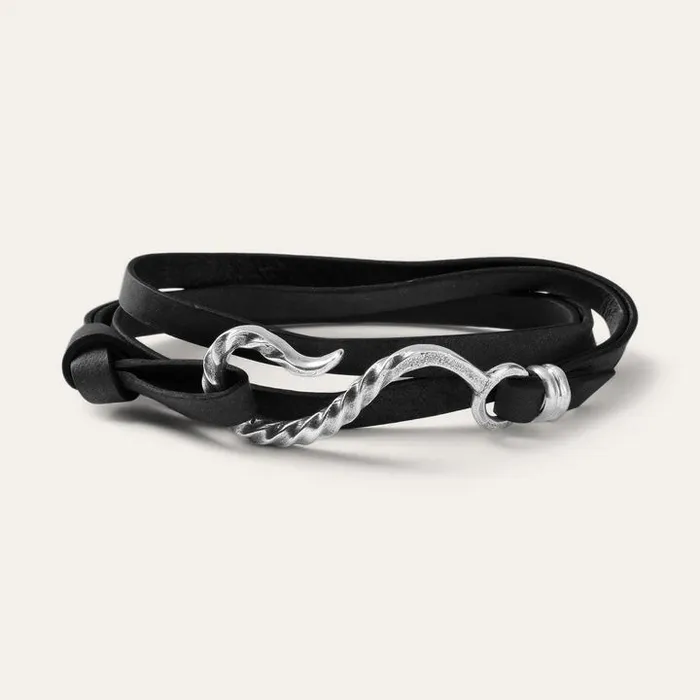 Hook Leather Bracelet Black Leather Men Stetson Bracelets