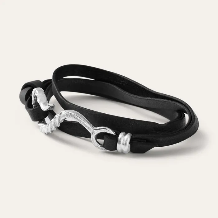Hook Leather Bracelet Black Leather Men Stetson Bracelets