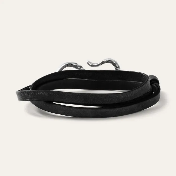 Hook Leather Bracelet Black Leather Men Stetson Bracelets