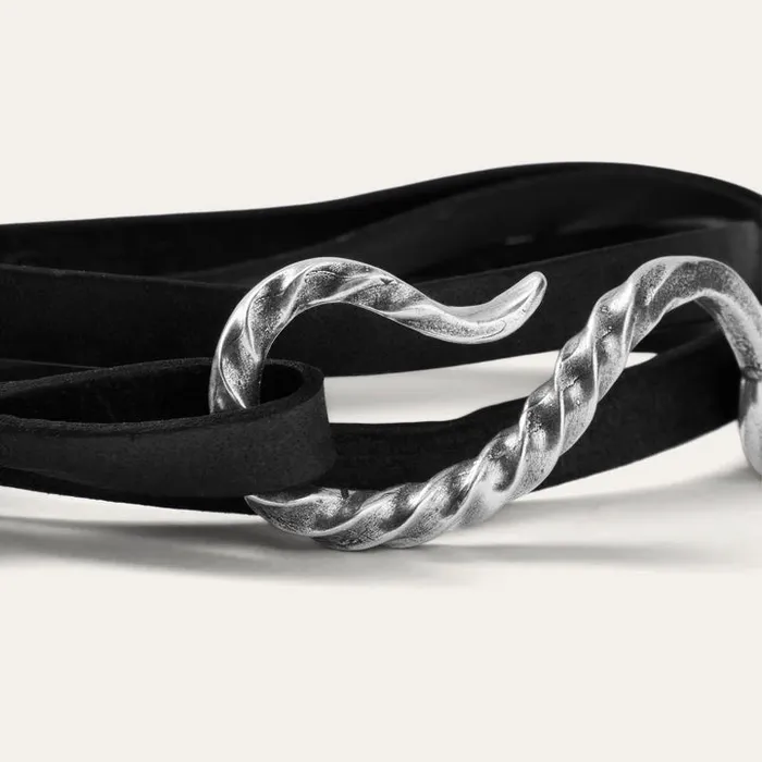 Hook Leather Bracelet Black Leather Men Stetson Bracelets