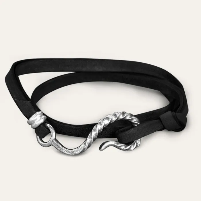 Hook Leather Bracelet Black Leather Men Stetson Bracelets