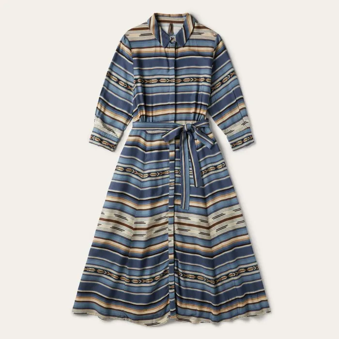 Indigo Serape Print Dress Blue Women Stetson Midi