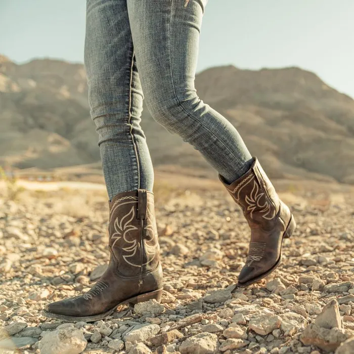 Iris MidCalf Embroidered Boot Brown Women Stetson Western