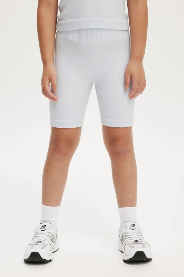 Isla Seamfree Bike Short Morning Blue Metallicscallop Girls Cotton On Shorts Skirts and Playsuits