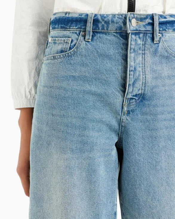 J51 Carrot Fit Jeans In Stiff Denim With Embroidered Monogram Blue Women Armani Denim J51 Carrot Fit Jeans In Stiff Denim With Embroidered Monogram Blue Women Armani Denim