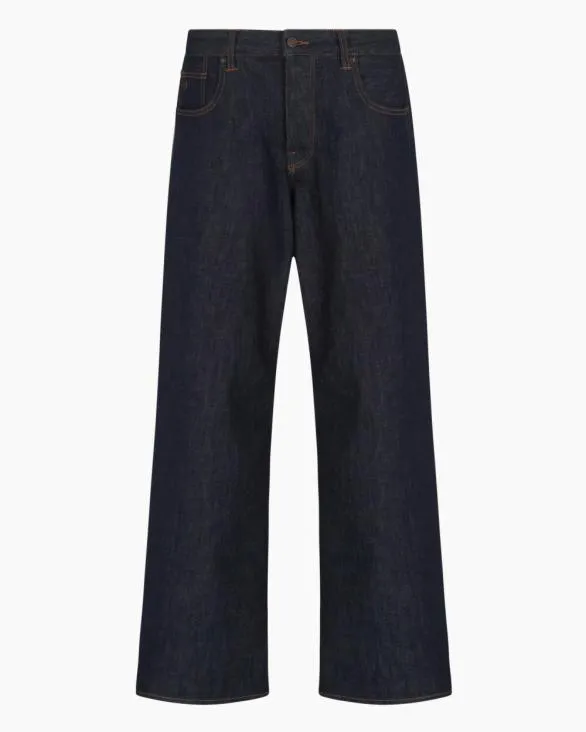 J83 Baggy Fit Jeans In Cotton Blend Denim Blue Men Armani Denim