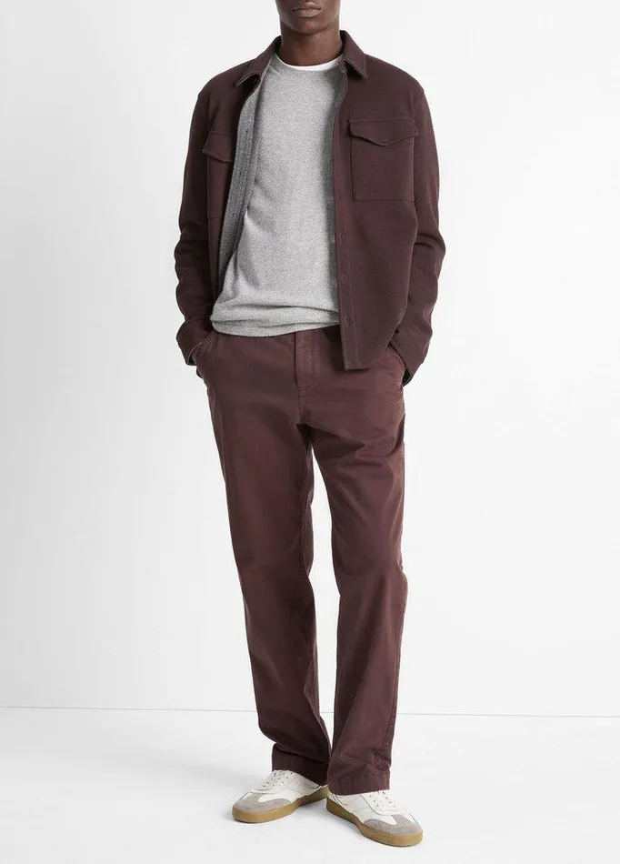 Jackets and Outerwear Men Vince DoubleKnit CottonBlend Piqu Shirt Jacket Oxbloodmedium Heather Grey