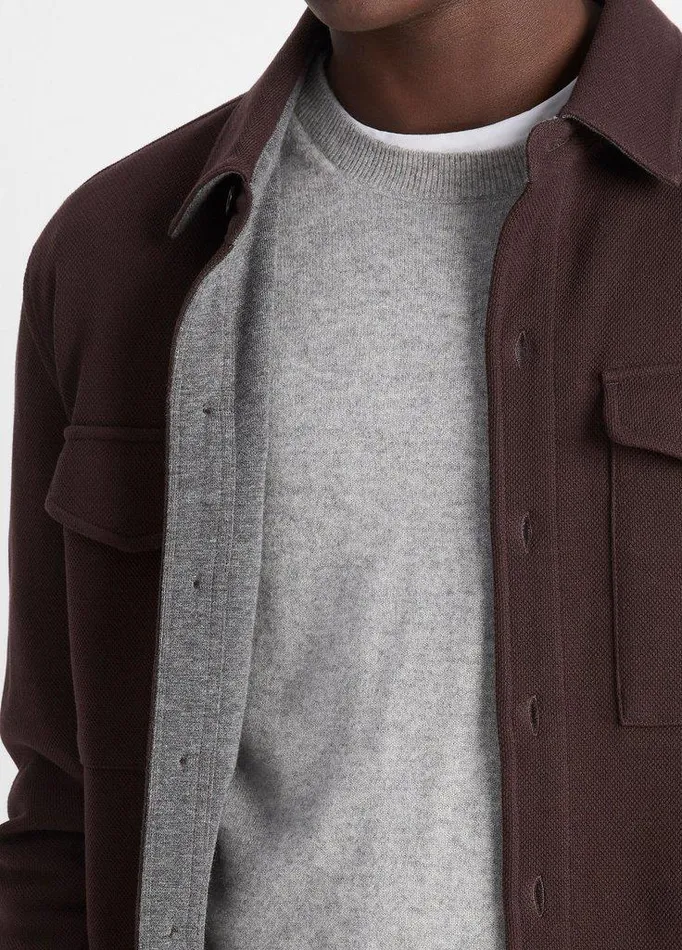 Jackets and Outerwear Men Vince DoubleKnit CottonBlend Piqu Shirt Jacket Oxbloodmedium Heather Grey Jackets and Outerwear Men Vince DoubleKnit CottonBlend Piqu Shirt Jacket Oxbloodmedium Heather Grey