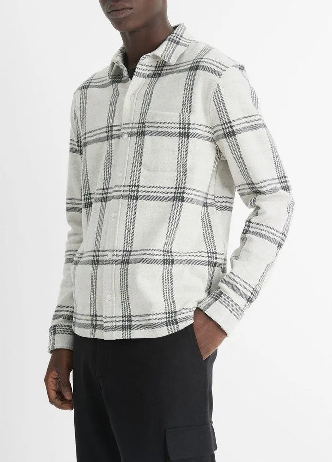 Jackets and Outerwear Men Vince Plaid CottonBlend Shirt Jacket Light Heather Grey Combo Jackets and Outerwear Men Vince Plaid CottonBlend Shirt Jacket Light Heather Grey Combo