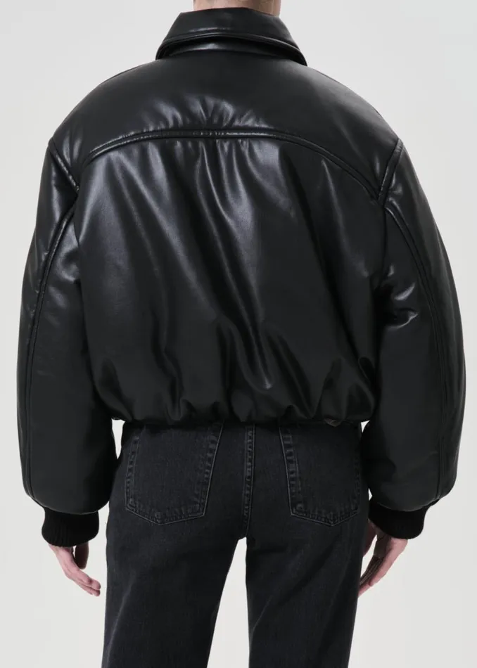 Jackets and Outerwear Women Agolde Shoreditch Ski Club X AGOLDE Tate Padded Vegan Leather Bomber In Black