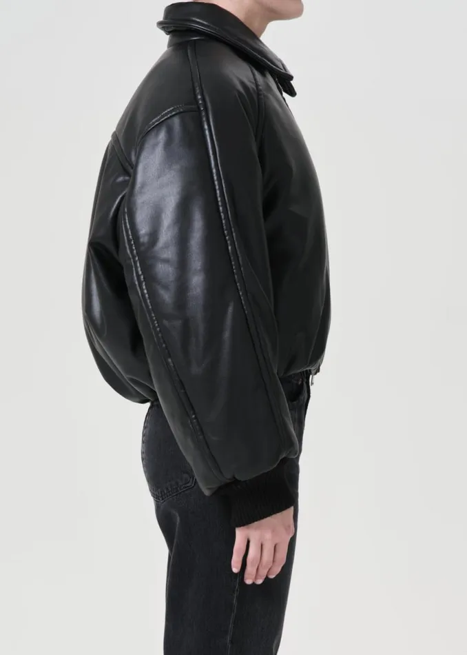 Jackets and Outerwear Women Agolde Shoreditch Ski Club X AGOLDE Tate Padded Vegan Leather Bomber In Black