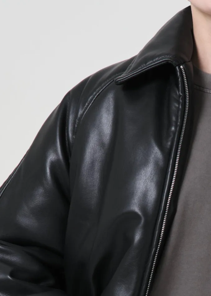 Jackets and Outerwear Women Agolde Shoreditch Ski Club X AGOLDE Tate Padded Vegan Leather Bomber In Black