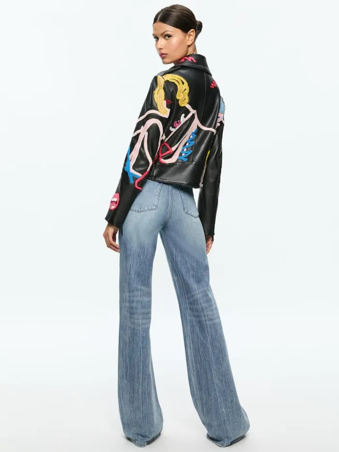Jackets Coats Women Alice Olivia AO X TOM WESSELMANN CODY LEATHER MOTO JACKET Natural Beauty
