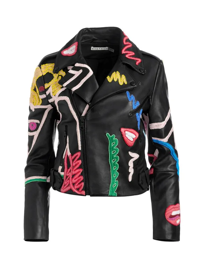 Jackets Coats Women Alice Olivia AO X TOM WESSELMANN CODY LEATHER MOTO JACKET Natural Beauty