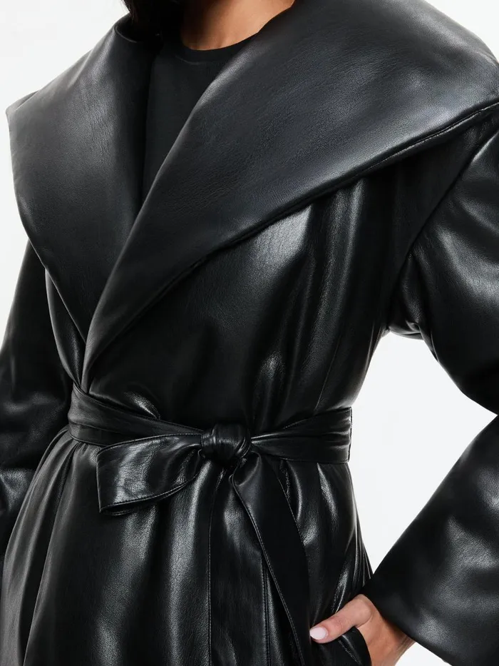 Jackets Coats Women Alice Olivia IMA VEGAN LEATHER PUFFER COAT Black