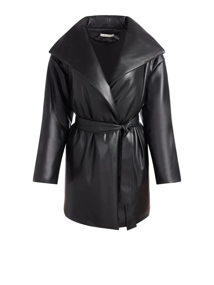 Jackets Coats Women Alice Olivia IMA VEGAN LEATHER PUFFER COAT Black