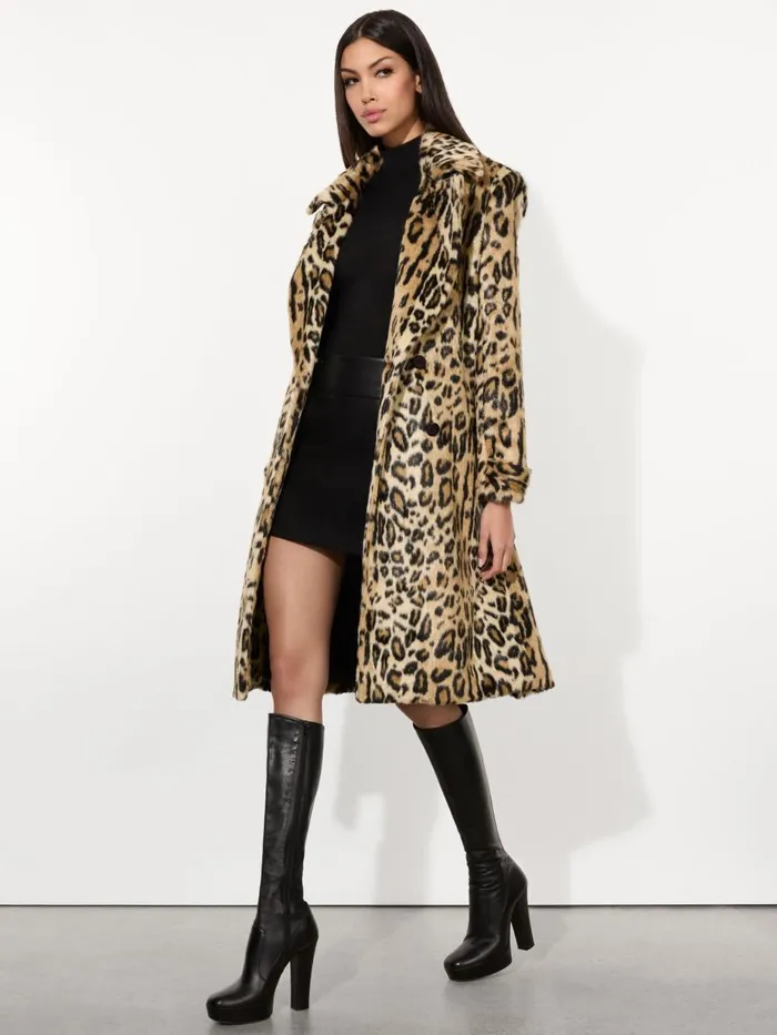 Jackets Coats Women Alice Olivia NICHOLAS OVERSIZED DOUBLE BREASTED FAUX FUR COAT Camelblack Jaguar