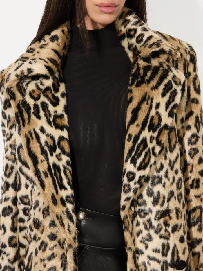 Jackets Coats Women Alice Olivia NICHOLAS OVERSIZED DOUBLE BREASTED FAUX FUR COAT Camelblack Jaguar