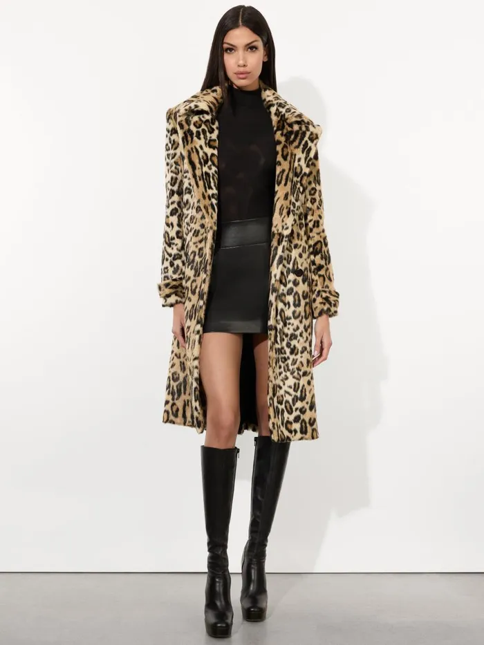 Jackets Coats Women Alice Olivia NICHOLAS OVERSIZED DOUBLE BREASTED FAUX FUR COAT Camelblack Jaguar