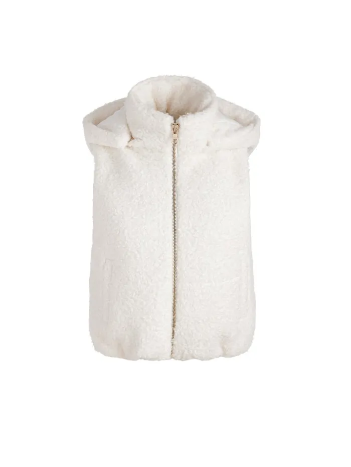 Jackets Coats Women Alice Olivia ROBENA TEDDY PUFFER VEST WITH DETACHABLE HOOD Off White