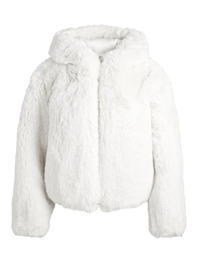 Jackets Coats Women Alice Olivia ROWE CROPPED FAUX FUR BOMBER JACKET WITH HOOD Off White