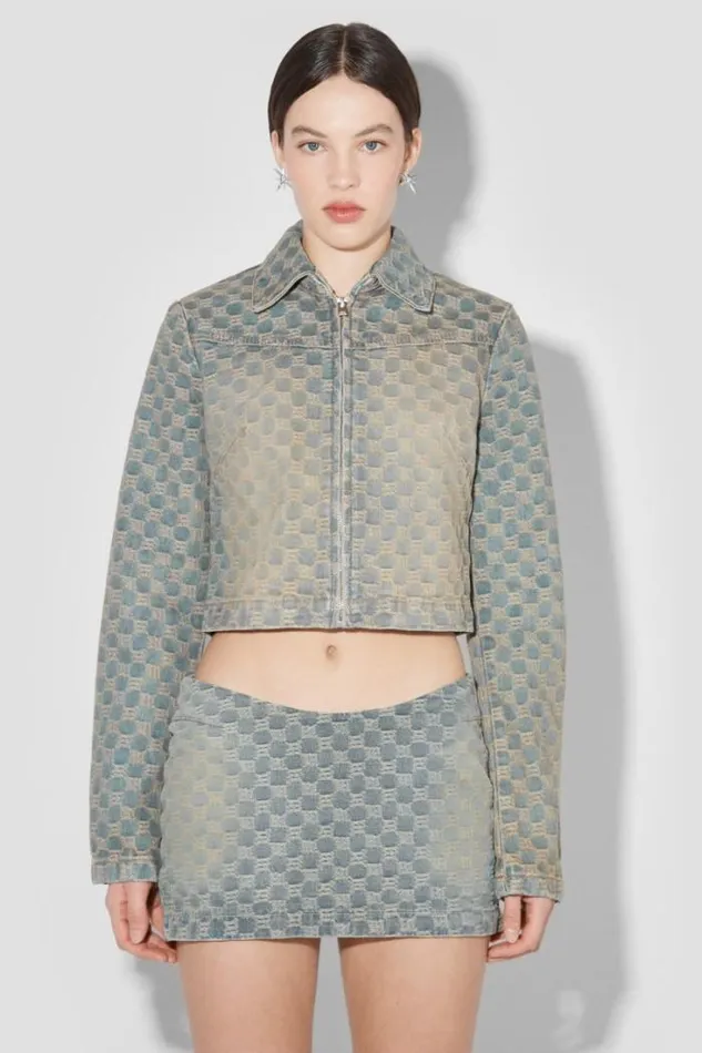 Jacquard Denim Monogram Jacket Blue Women MISBHV Outerwear