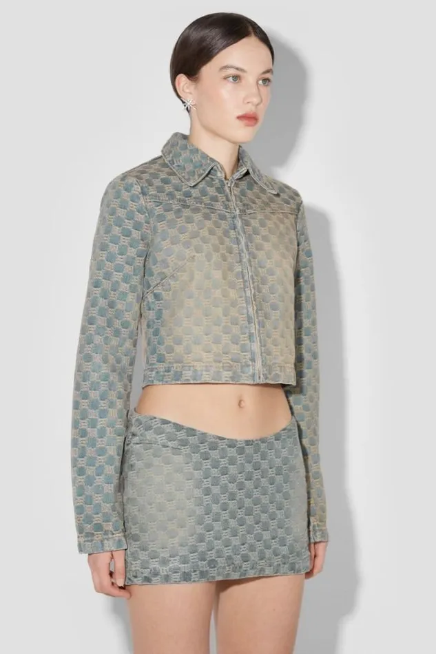 Jacquard Denim Monogram Jacket Blue Women MISBHV Outerwear