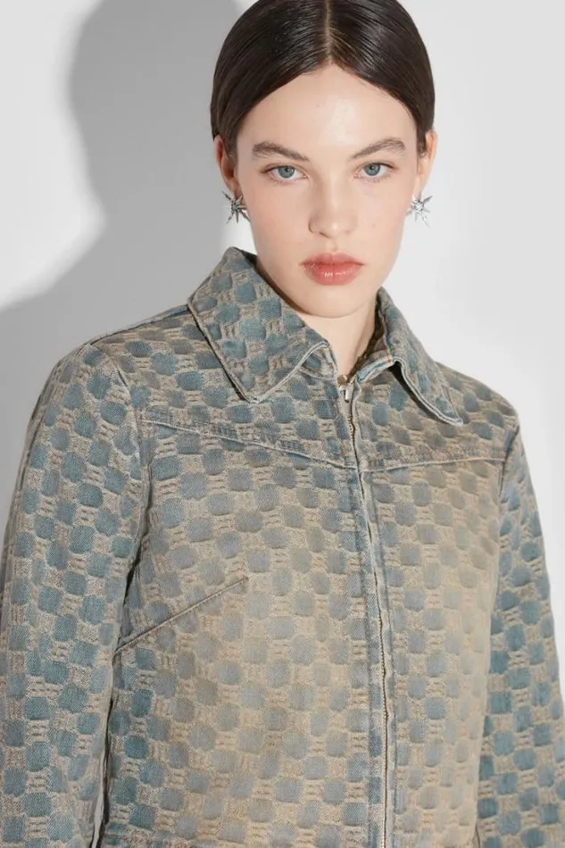 Jacquard Denim Monogram Jacket Blue Women MISBHV Outerwear