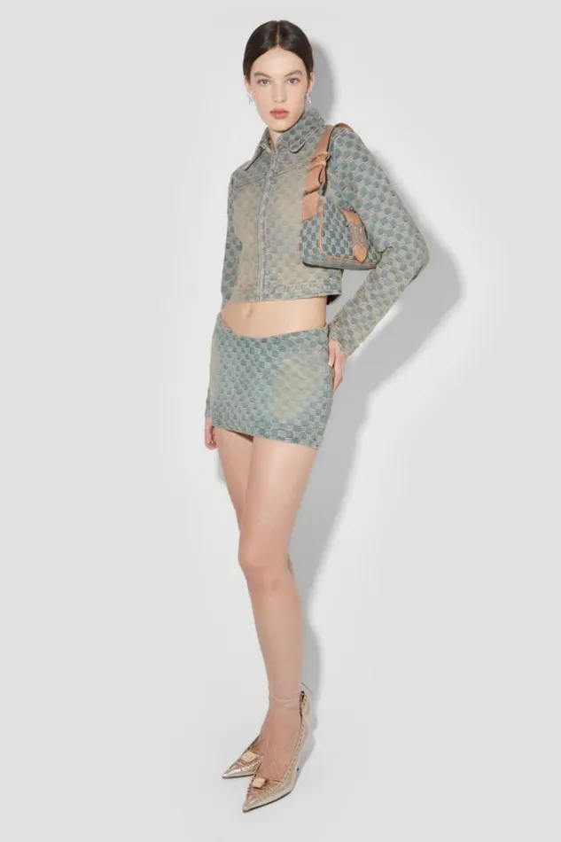 Jacquard Denim Monogram Jacket Blue Women MISBHV Outerwear