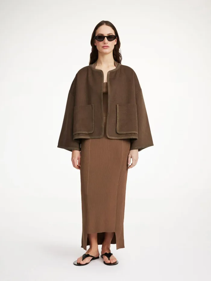 Jacquie Wool Jacket Shitake Women By Malene Birger Coats and Jackets